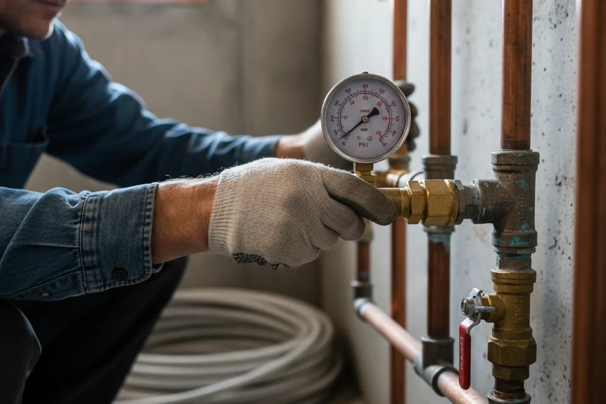 Pressure testing a repaired line during Water Line Repair in Jim Thorpe